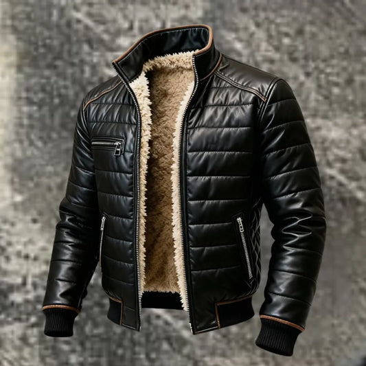 Men’s Winter Sherpa Lined Leather Jacket